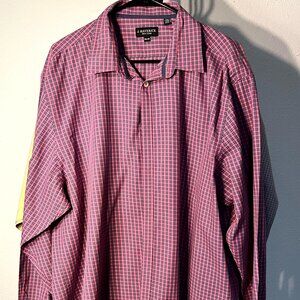 J. Maverick Regular Short Fit Pink & Black Plaid 100% Cotton Button-Up SZ XXL